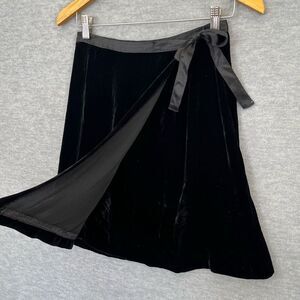 Limited Y2K Velvet Wrap Skirt + Bow Womens 6 Black Whimsigoth Witchy Made in USA